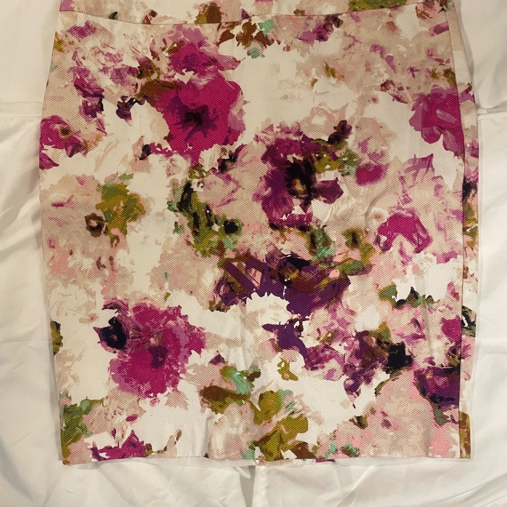 Liz Claiborne Pink and Green Floral Pencil Skirt